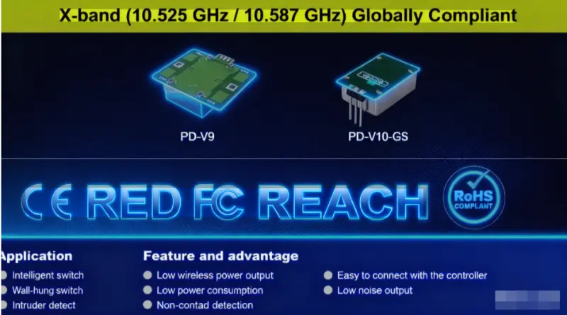 PDLUX, Küresel Uyumluluk için CE/FCC/RoHS Sertifikalı X-Bant Mikrodalga Hareket Sensörlerini Tanıtıyor: 10,525/10,587 GHz